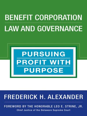 cover image of Benefit Corporation Law and Governance
